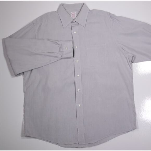 Brooks Brothers Gray Striped Cotton Dress Shirt 17-34/35 - Picture 2 of 6